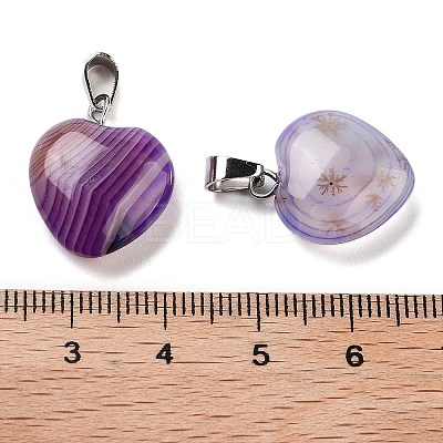 Natural Banded Agate Charms LS-HEAR-PW0001-057-38-1