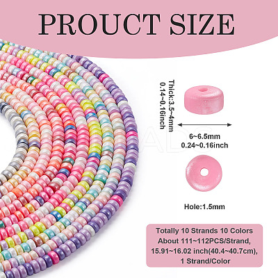 10 Strands 10 Colors Handmade Polymer Clay Beads CLAY-TA0001-51B-1