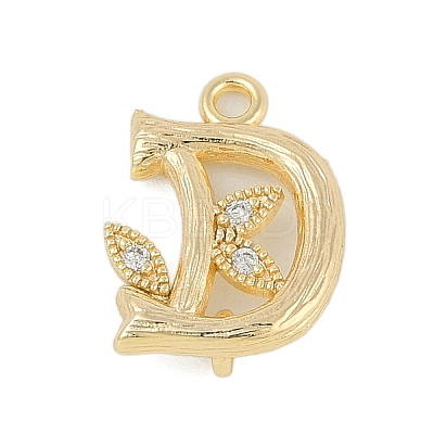 Brass Crystal Rhinestone Letter Links Connector Charms KK-S395-06G-D-1