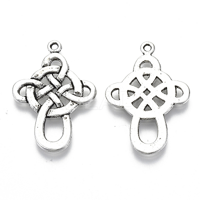 Chinese Knot Tibetan Style Pendants TIBEP-A5642-AS-RS-1
