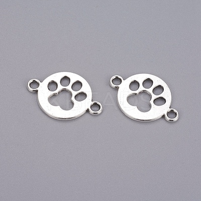 Tibetan Style Flat Round with Dog  Paw Print Alloy Links connectors X-TIBE-Q045-04AS-RS-1