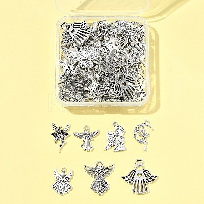 80Pcs Tibetan Style Alloy Moon with Fairy Pendants TIBEP-FA0001-RS-1