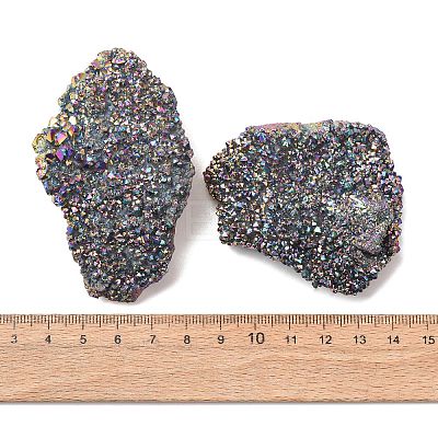 Electroplated Natural Druzy Quartz Crystal Cluster Ornaments RABO-PW0001-179B-1