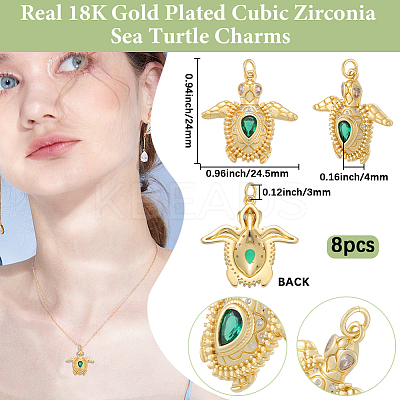 8Pcs Brass Micro Pave Cubic Zirconia Pendants KK-BBC0018-75-1