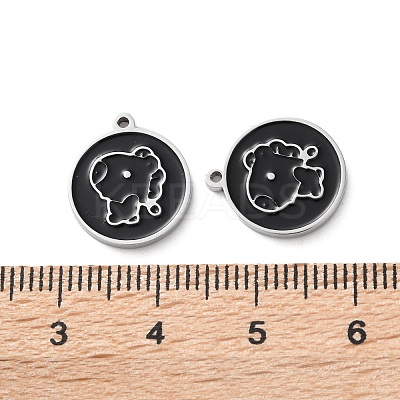 304 Stainless Steel Black Enamel Charms STAS-M102-17P-01-1