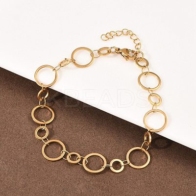 304 Stainless Steel Link Chain Bracelets for Women BJEW-P373-03C-G-1