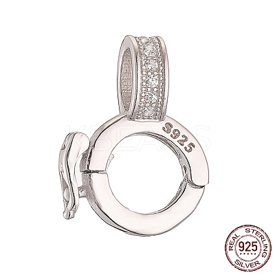 Rhodium Plated 925 Sterling Silver Micro Pave Clear Cubic Zirconia Twister Clasps STER-K176-13P-1