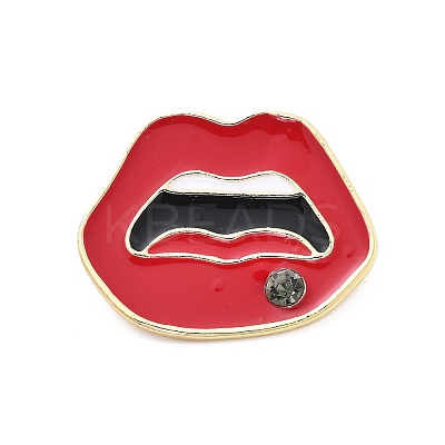 Red Lip Alloy Enamel Pin Brooches JEWB-C037-15G-1