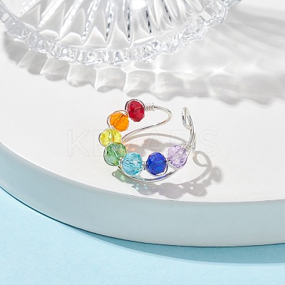 Colorful Glass Cuff Earrings EJEW-JE05699-01-1
