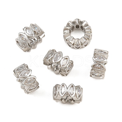Brass Micro Pave Clear Cubic Zirconia European Beads CU-CBA6A75-15P-1