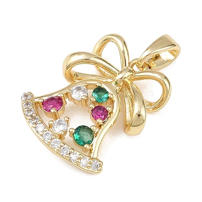 Christmas Brass Micro Pave Cubic Zirconia Pendants LS-KK-K413-02G-1