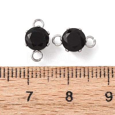 304 Stainless Steel Micro Pave Cubic Zirconia Connector Charms X-STAS-H240-50P-11-1