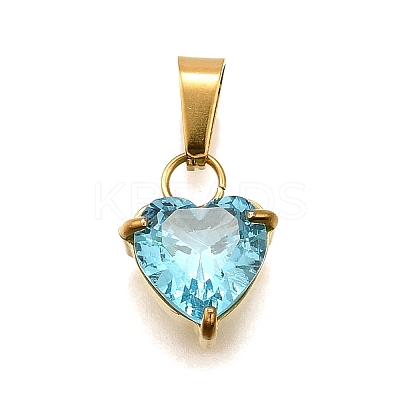 304 Stainless Steel Micro Pave Cubic Zirconia Pendants STAS-B086-13G-03-1