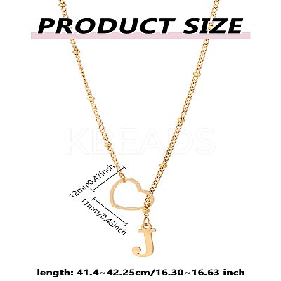 1Pc Letter & Heart Stainless Steel Lariat Necklaces for Women NJEW-LP0002-87G-J-1