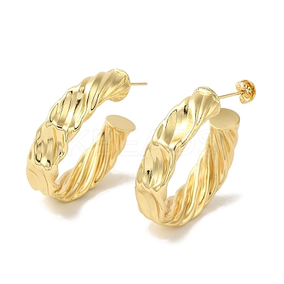 Rack Plating Twist Ring Brass Stud Earrings for Women EJEW-P272-02G-1