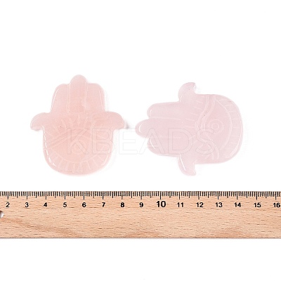 Natural Rose Quartz Hamsa Hand with Eye Figurines DJEW-N003-04I-1