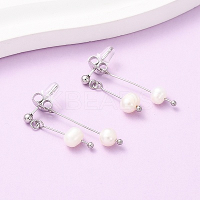 304 Stainless Steel Round Tassel Stud Earrings EJEW-K268-89P-1