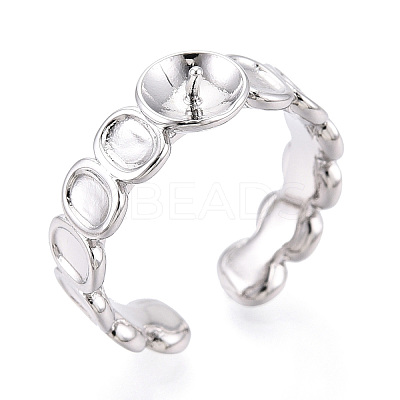 Oval Brass Cuff Ring Settings KK-T076-66P-1