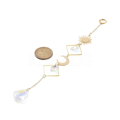 Electroplate Glass Star & Teardrop Window Hanging Suncatchers HJEW-JM00850-1