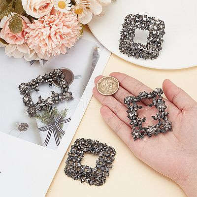 4Pcs 2 Styles Square/Rectangle Alloy Rhinestone Detachable Shoe Buckle Clips AJEW-WR0002-31B-1