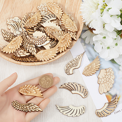 30 Pairs 5 Styles Wood Cabochons WOOD-SC0001-85-1