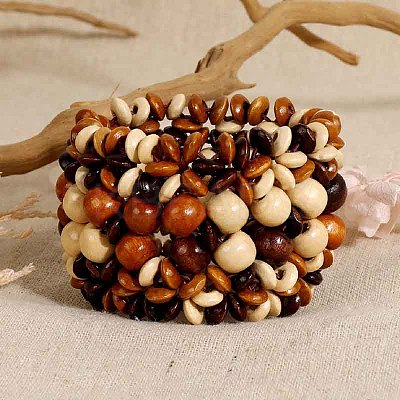 Bohemia & Ethnic Style Wood Stretch Bracelets for Women WG33998-02-1