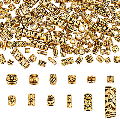 120Pcs 12 Styles Tibetan Style Alloy Beads FIND-PH0025-18-1