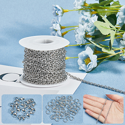 DIY 304 Stainless Steel Cable Chains Necklaces Making Kits DIY-SC0027-83C-1