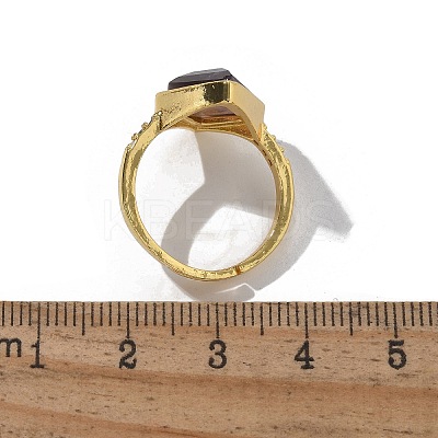Rhombus Natural Amethyst Finger Rings RJEW-B113-01G-08-1