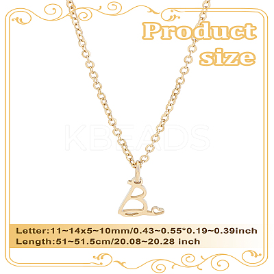 1pc 304 Stainless Steel Letter Pendant Necklaces NJEW-LP0001-39B-G-1