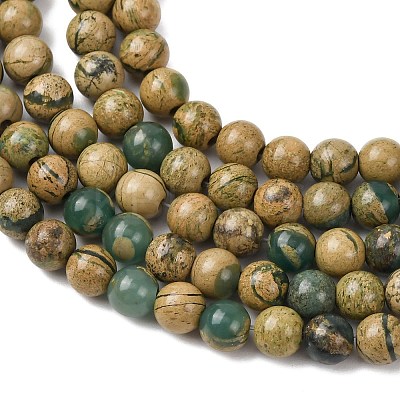 Natural Green Dragon Veins Beads Strands G-D098-A01-4mm-1