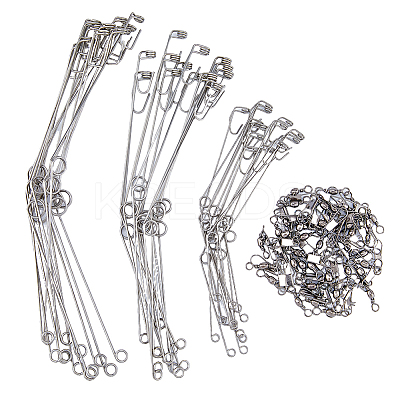 84Pcs Stainless Steel Solid Fishing Swivel Snaps Hook Connector Barrel Bearing DIY-FH0004-92-1