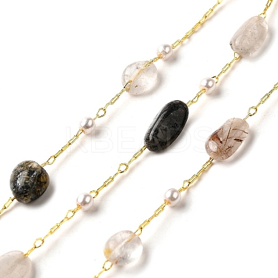 Handmade Natural Rutilated Quartz Nuggets Beaded Chains CHC-F020-04G-07-1