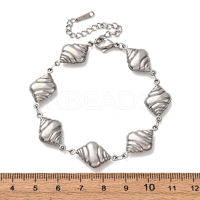 304 Stainless Steel Spiral Shell Shape Link Bracelets for Women BJEW-L706-04P-1
