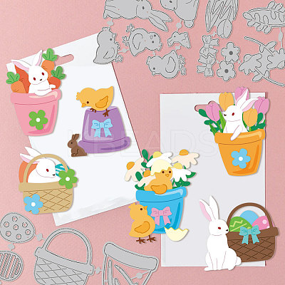 Easter Egg Rabbit Chick Carbon Steel Cutting Dies Stencils DIY-WH0309-1652-1