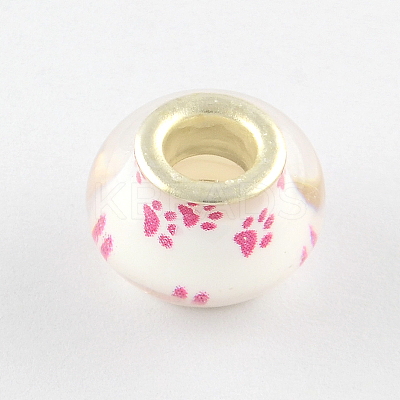 Large Hole Dog Paw Prints Pattern Resin European Beads OPDL-Q129-186A-1