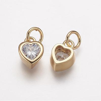 Brass Micro Pave Grade AAA Cubic Zirconia Charms ZIRC-K059-10G-NR-1
