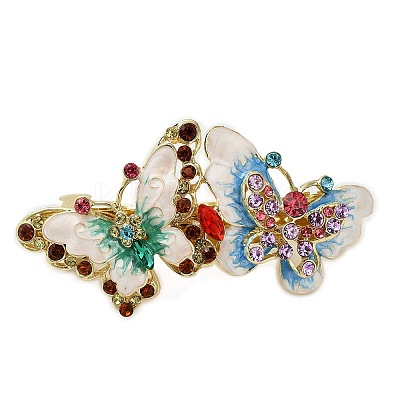 Alloy Rhinestone Enamel Hair Barrettes OHAR-B006-01G-01-1