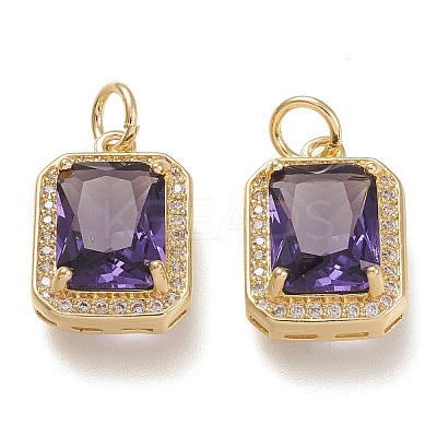 Brass Glass Charms LS-ZIRC-F116-09B-G-1