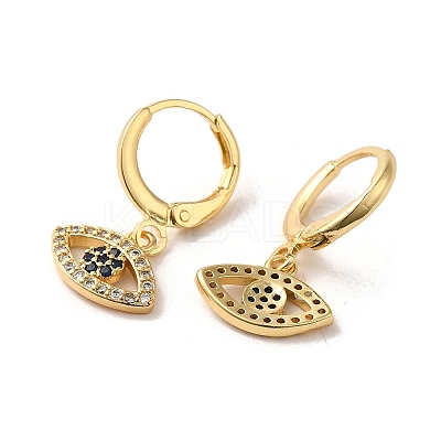Horse Eye Brass Dangle Leverback Earrings EJEW-Q797-02C-G-1