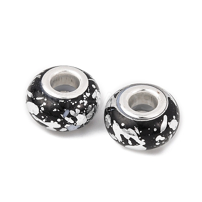 Opaque Resin Rondelle European Beads RESI-Z046-03E-1