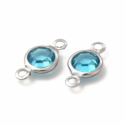 304 Stainless Steel with Glass Connector Charms STAS-G305-08P-06-1