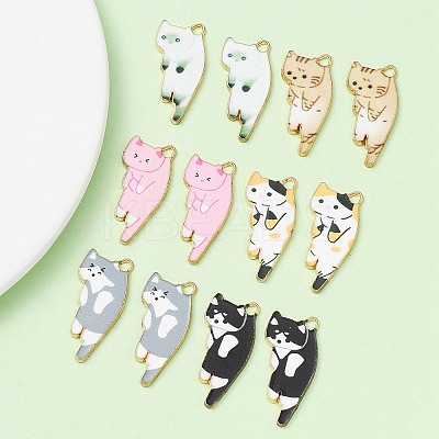 10Pcs 5 Style Printed Alloy Pendants ENAM-YW0003-61-1