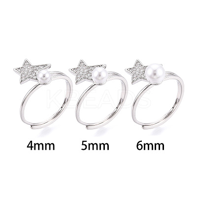 Star Shape Brass Micro Pave Clear Cubic Zirconia Adjustable Ring Settings KK-T076-51P-1