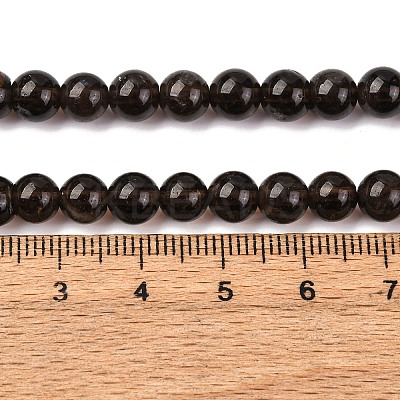 Natural Smoky Quartz Round Beads Strands X-G-E329-6mm-38-1