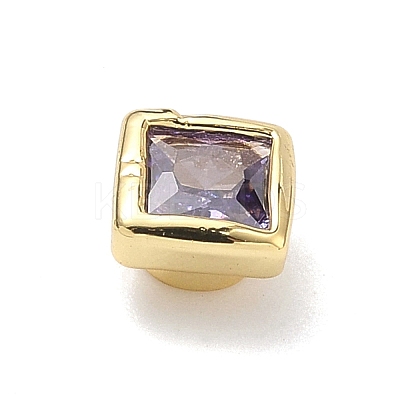 Square Brass Micro Pave Cubic Zirconia Cabochons KK-P345-13G-E03-1