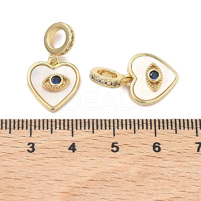 Brass Micro Pave Clear & Blue Cubic Zirconia European Dangle Charms KK-P345-35G-1