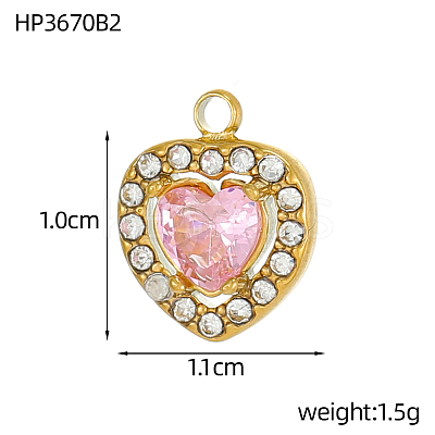 304 Stainless Steel Cubic Zirconia Charms STAS-OY004-02G-1