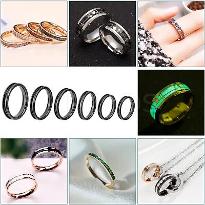 18pcs 6 Style 304 Stainless Steel Grooved Finger Ring Settings STAS-UN0040-58-1