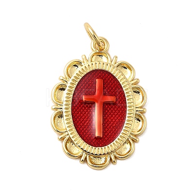 Brass Enamel Pendants KK-P303-04G-1